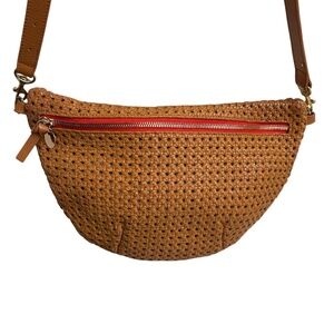 Clare V.  SOLD OUT Grand fanny tan rattan brown leather bag amazing